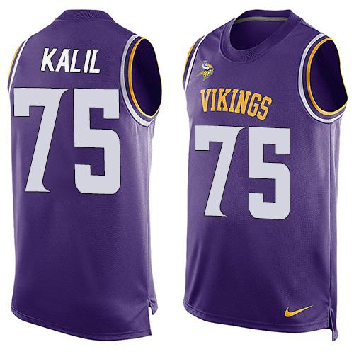  Vikings #75 Matt Kalil Purple Team Color Men's Stitched NFL Limited Tank Top Jersey